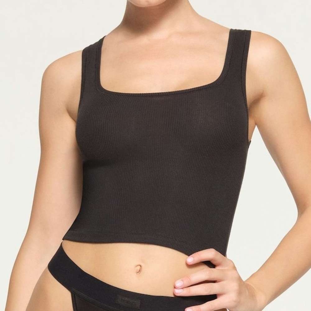 NWT SKIMS‎ Soot Cotton RibTank Top Sz Medium